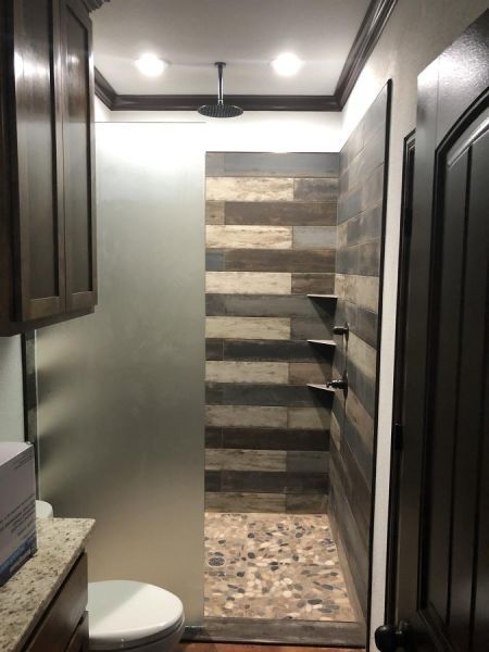 frameless frosted glass shower enclosure by Weatherford Glass